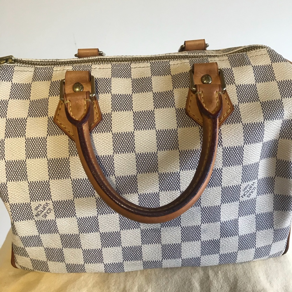 Auth. Louis Vuitton speedy 25 damier azur wristbag